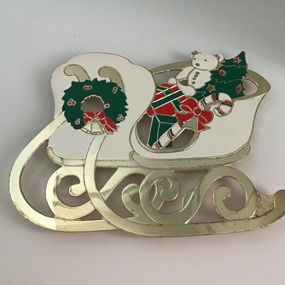 Vintage 1988 Christmas Holiday Sleigh Trivet Wm. A. Rogers Silverplate Oneida - Picture 1 of 4
